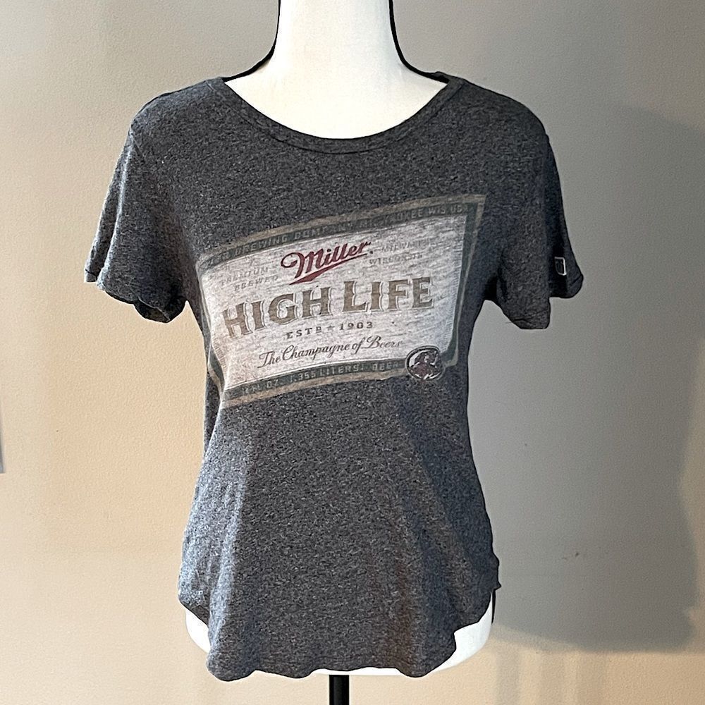 Tailgate Brand Miller HighLife Short-Sleeve Distressed Gray Tee. Size Small.